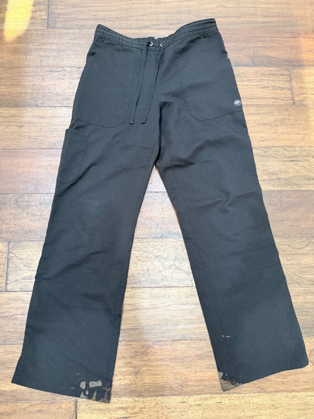 Healing Hands Purple Label Scrub Pants Small Black Cargo Drawstring Flawed